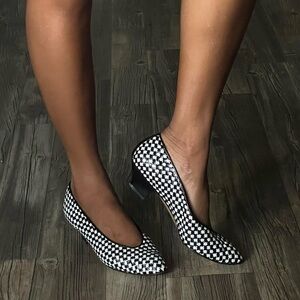 Black and White Checkered Women's Heels
